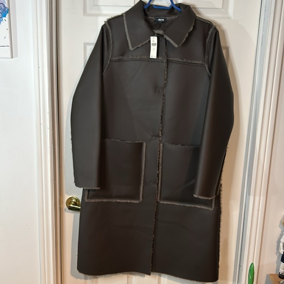 NWT Anthropologie Maeve size large dark grey long coat - Picture 6 of 15